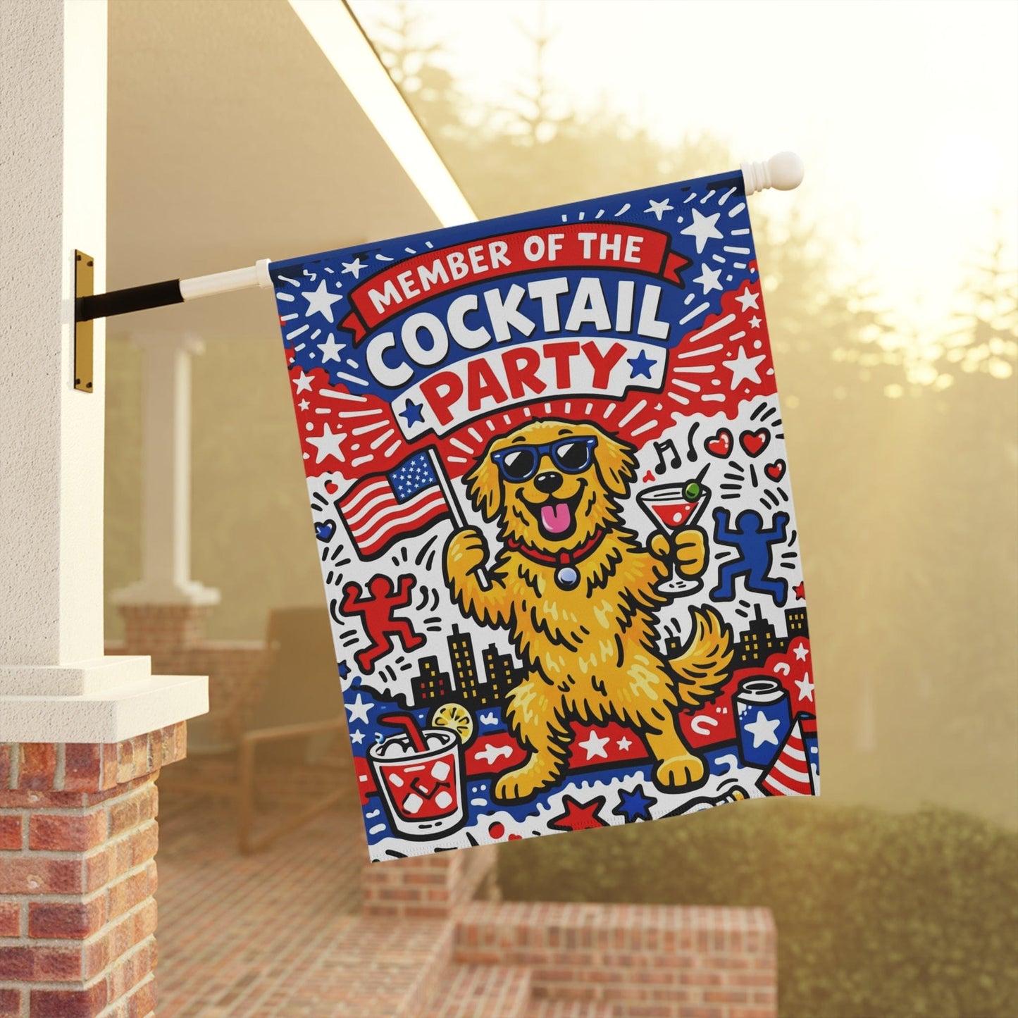 Golden Retriever Election Cocktail Party Garden Flag