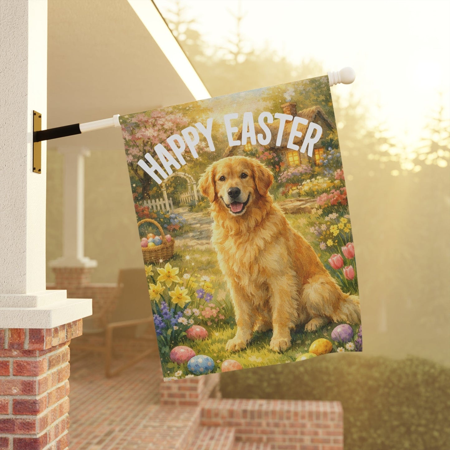 Golden Retriever Elegant Easter Garden Flag