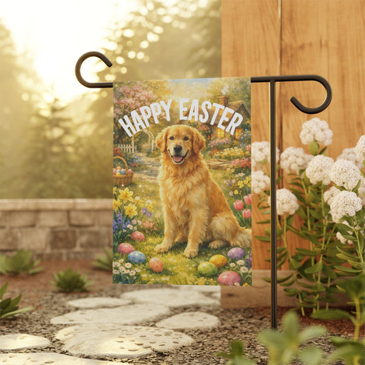 Golden Retriever Elegant Easter Garden Flag