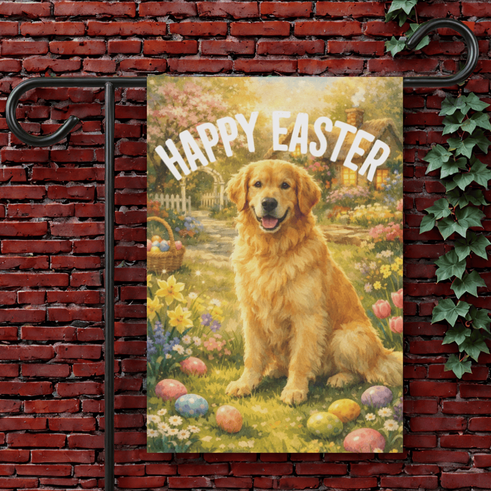 Golden Retriever Elegant Easter Garden Flag 12'' × 18''
