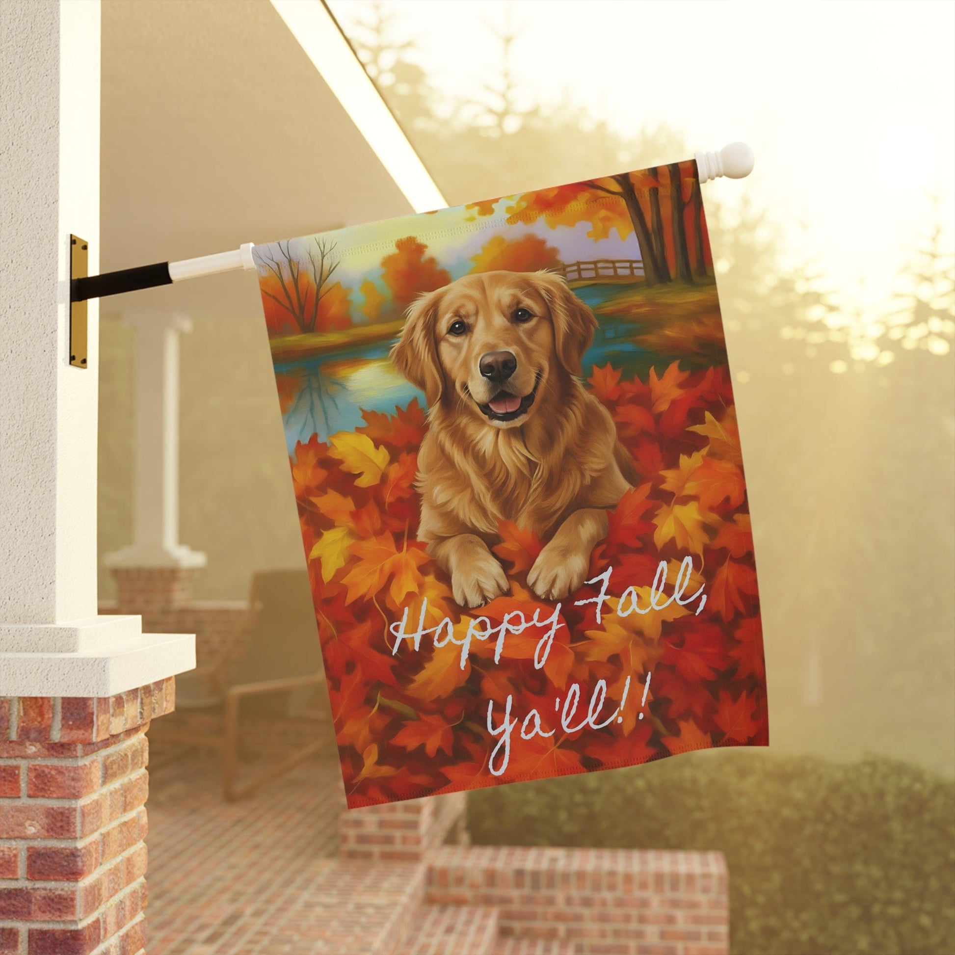 Golden Retriever Fall Ya'll Garden Flag