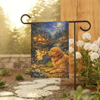 Golden Retriever Fantasy Fairy Garden Flag