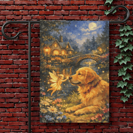 Golden Retriever Fantasy Fairy Garden Flag 12'' × 18''