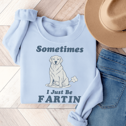 Golden Retriever Fartin Unisex Sweatshirt Light Blue