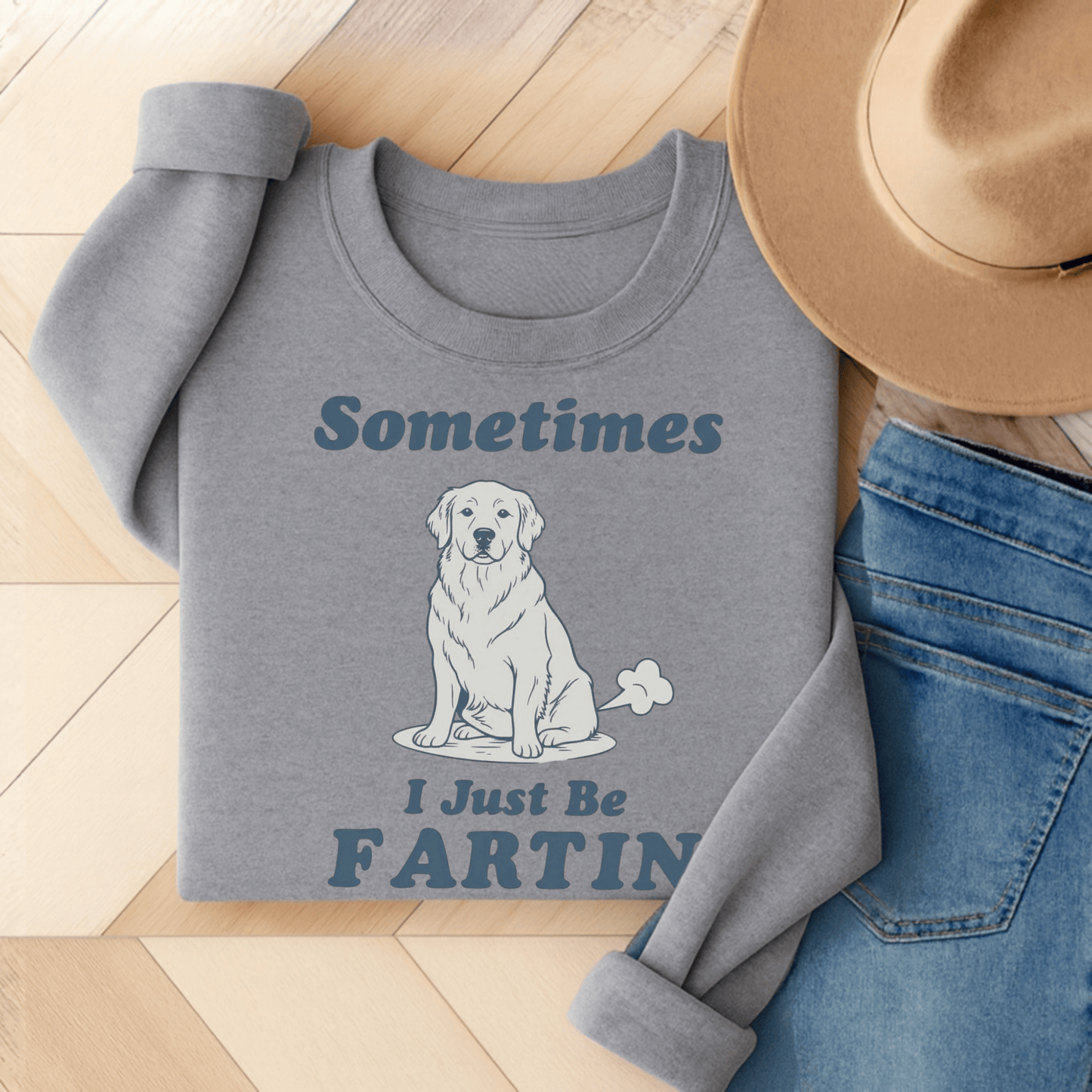 Golden Retriever Fartin Unisex Sweatshirt Sport Grey