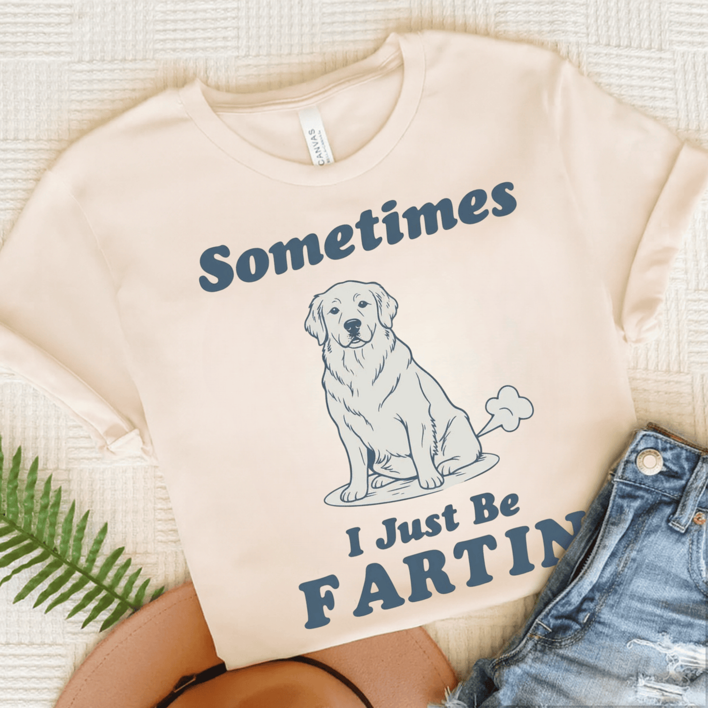 Golden Retriever Fartin Unisex TShirt Natural