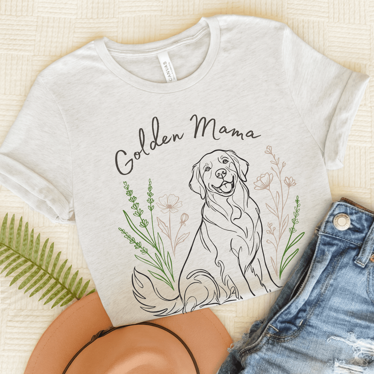 Golden Retriever Floral Mama Unisex Tshirt Ash