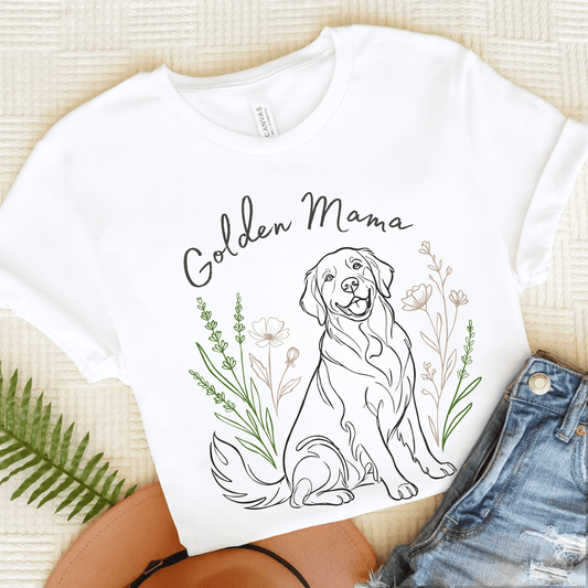 Golden Retriever Floral Mama Unisex Tshirt White