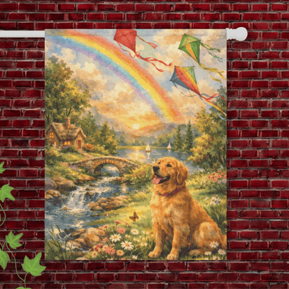 Golden Retriever Fly a Kite Garden Flag 24.5'' × 32''