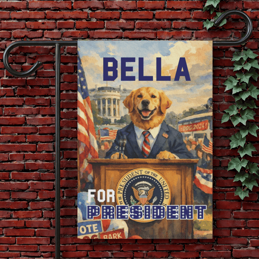 Custom Golden Retriever For President Garden Flag 12'' × 18''