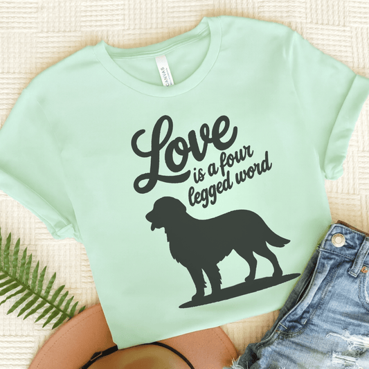 Golden Retriever Four Legged Word Unisex TShirt Heather Mint