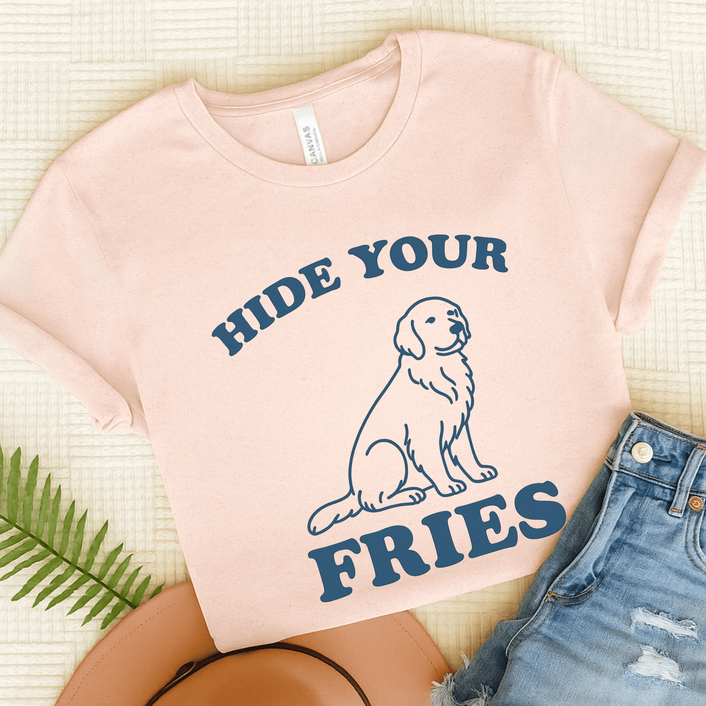 Golden Retriever Fries Unisex TShirt Soft Pink