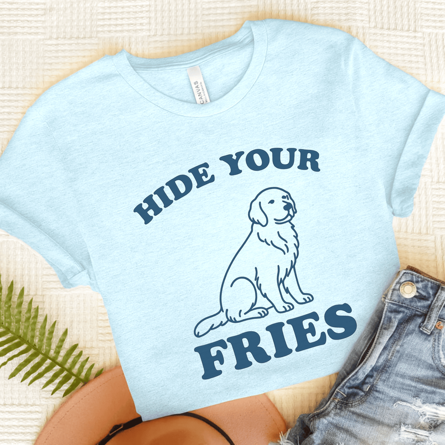 Golden Retriever Fries Unisex TShirt Heather Ice Blue