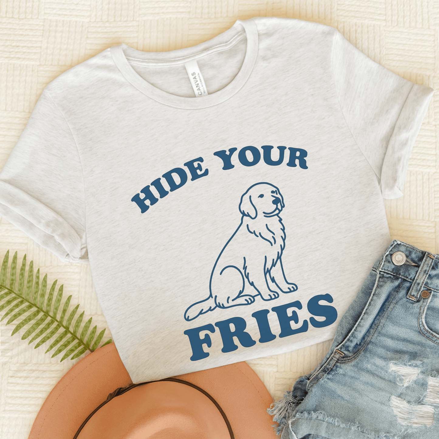 Golden Retriever Fries Unisex TShirt Ash