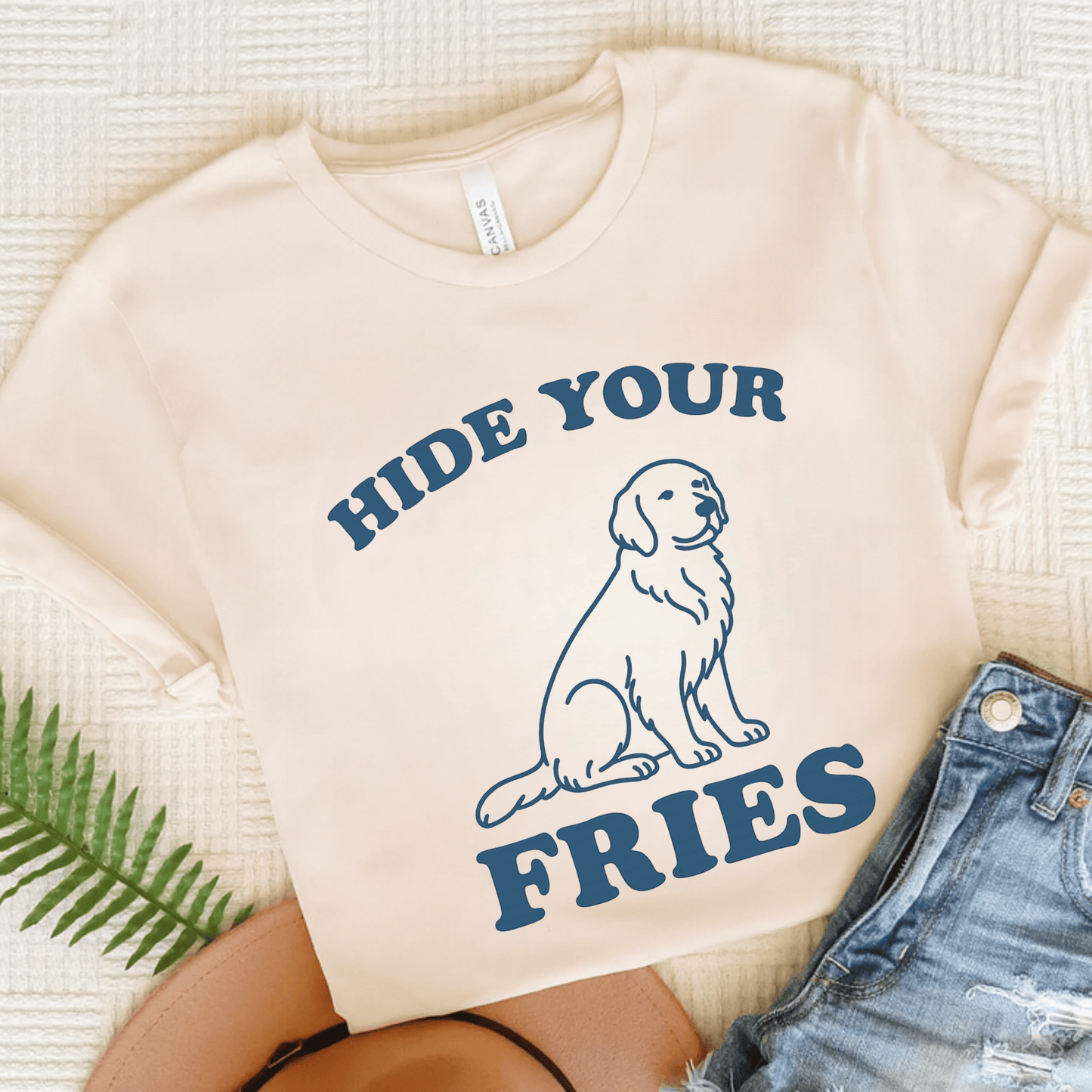 Golden Retriever Fries Unisex TShirt Natural