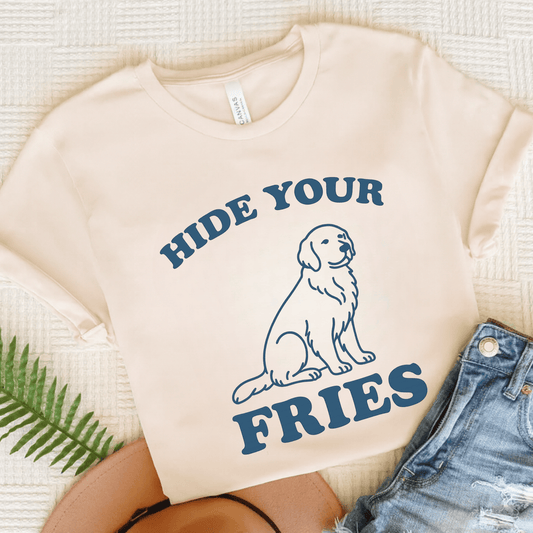 Golden Retriever Fries Unisex TShirt Natural