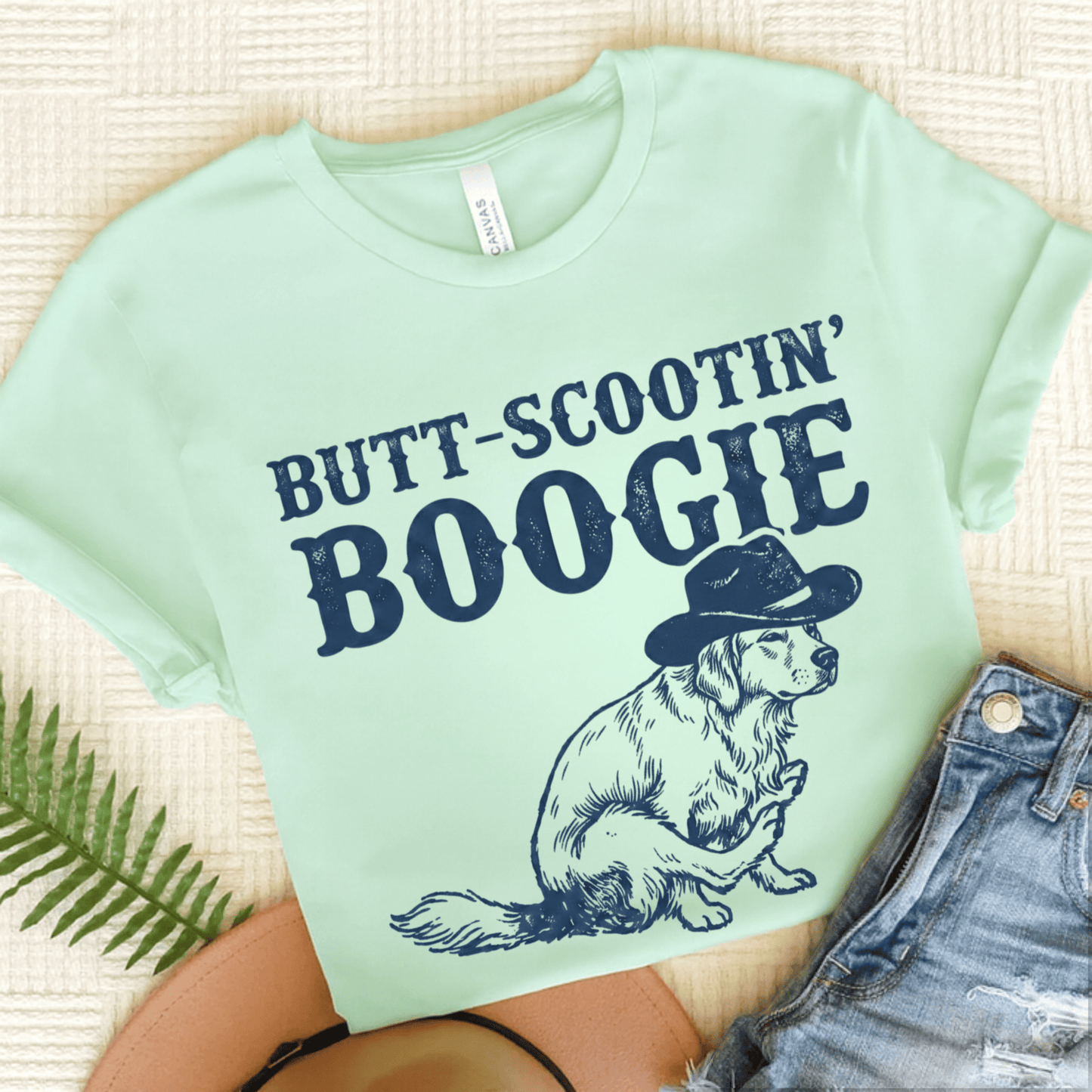 Golden Retriever Funny Western Unisex TShirt Heather Mint