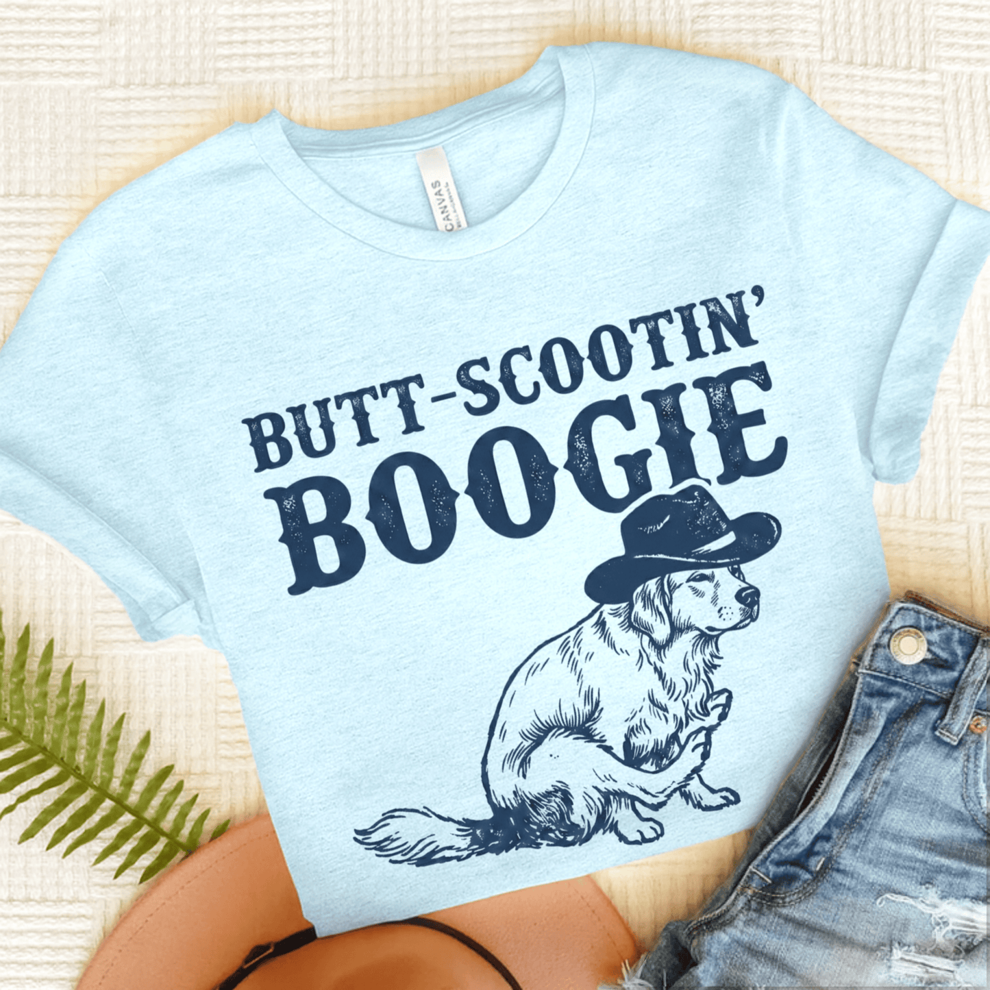 Golden Retriever Funny Western Unisex TShirt Heather Ice Blue