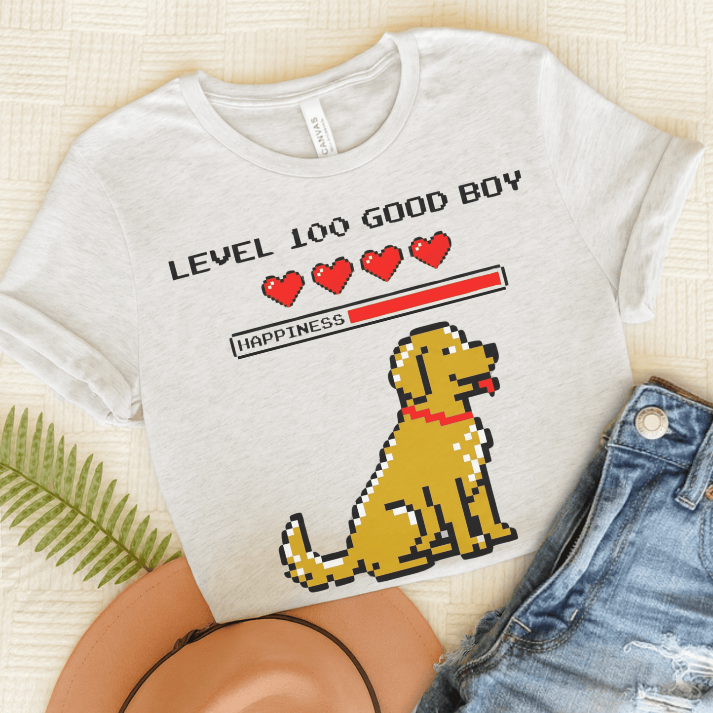 Golden Retriever Gamer Heart Unisex Tshirt Ash