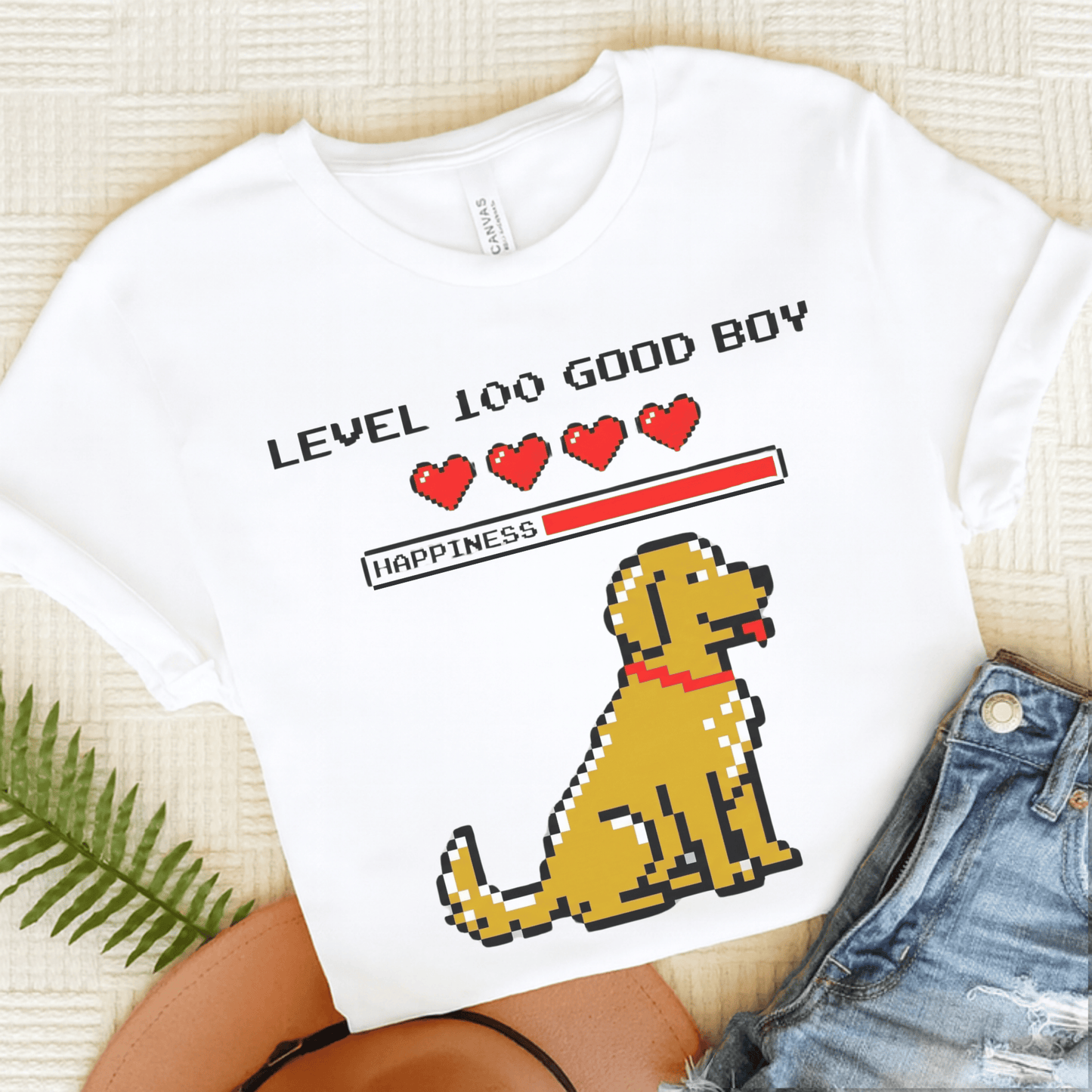 Golden Retriever Gamer Heart Unisex Tshirt White