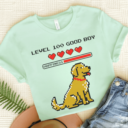 Golden Retriever Gamer Heart Unisex Tshirt Heather Mint