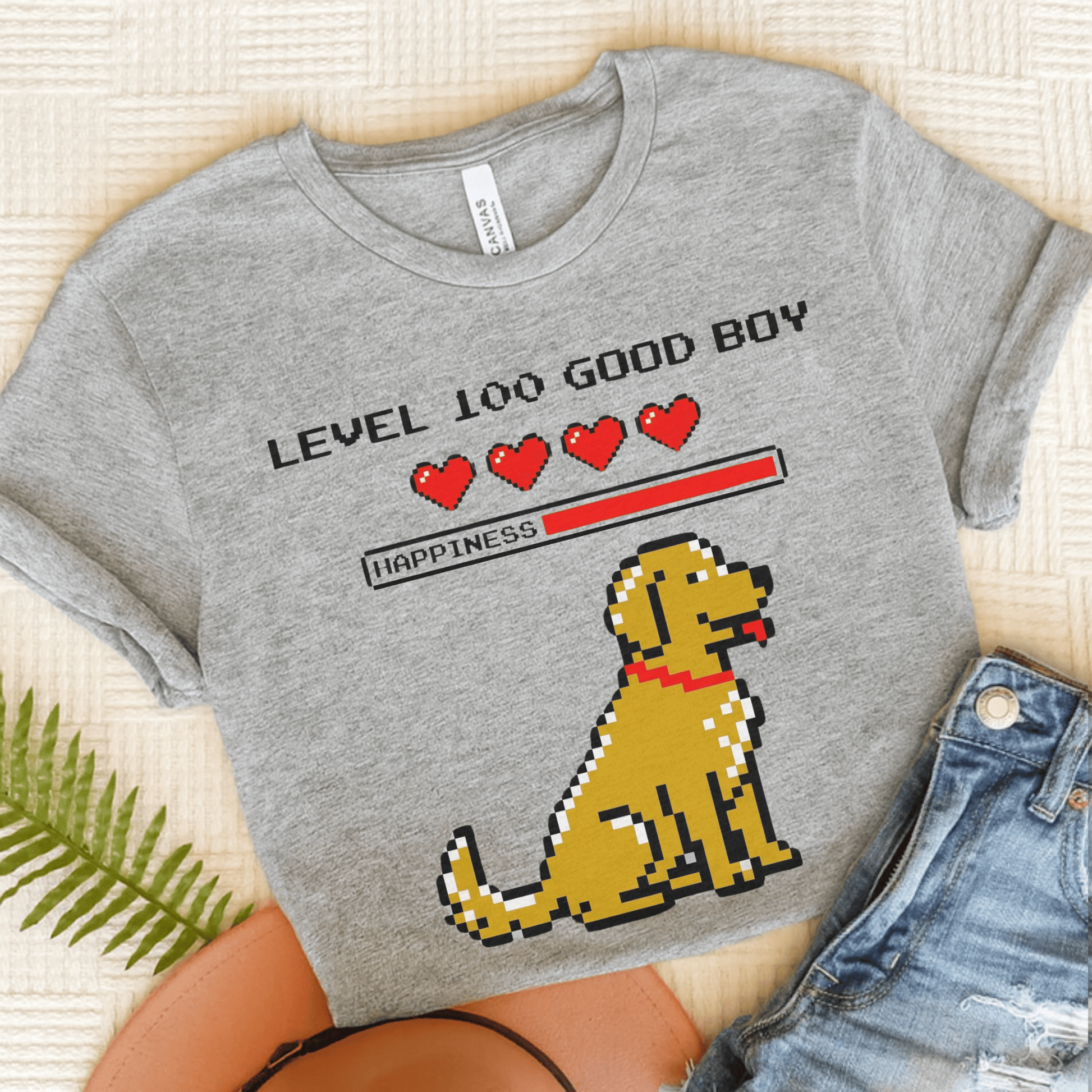 Golden Retriever Gamer Heart Unisex Tshirt Athletic Heather