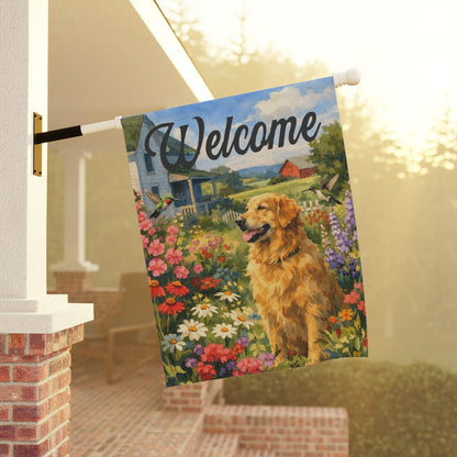 Golden Retriever Garden Hummingbirds Yard Flag