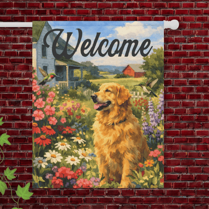 Golden Retriever Garden Hummingbirds Yard Flag 24.5'' × 32''