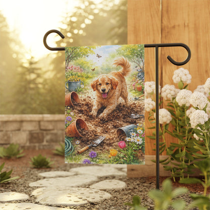 Golden Retriever Gardening Helper Garden Flag
