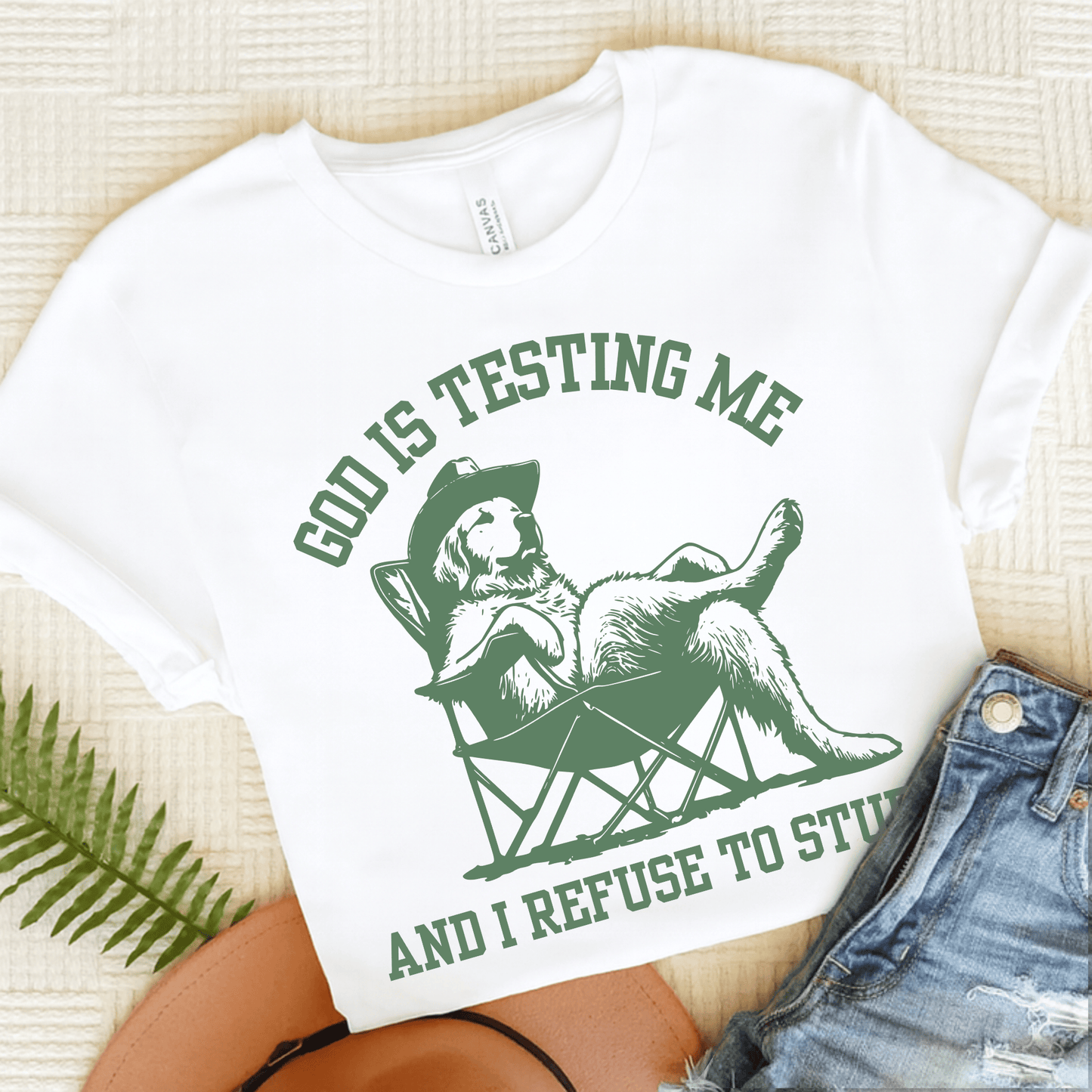 Golden Retriever God is Testing Unisex Tshirt White