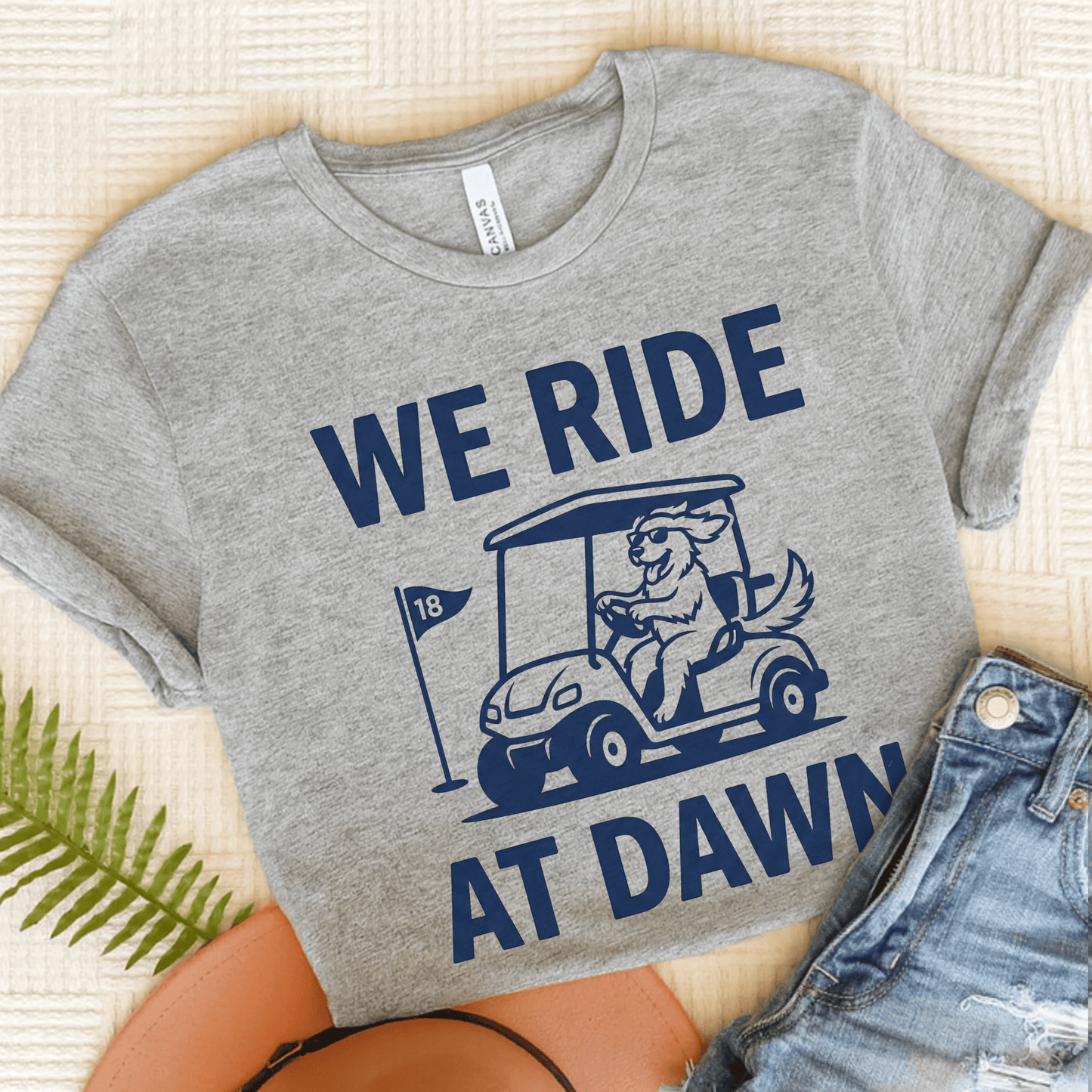 Golden Retriever Golf Cart Unisex TShirt Athletic Heather