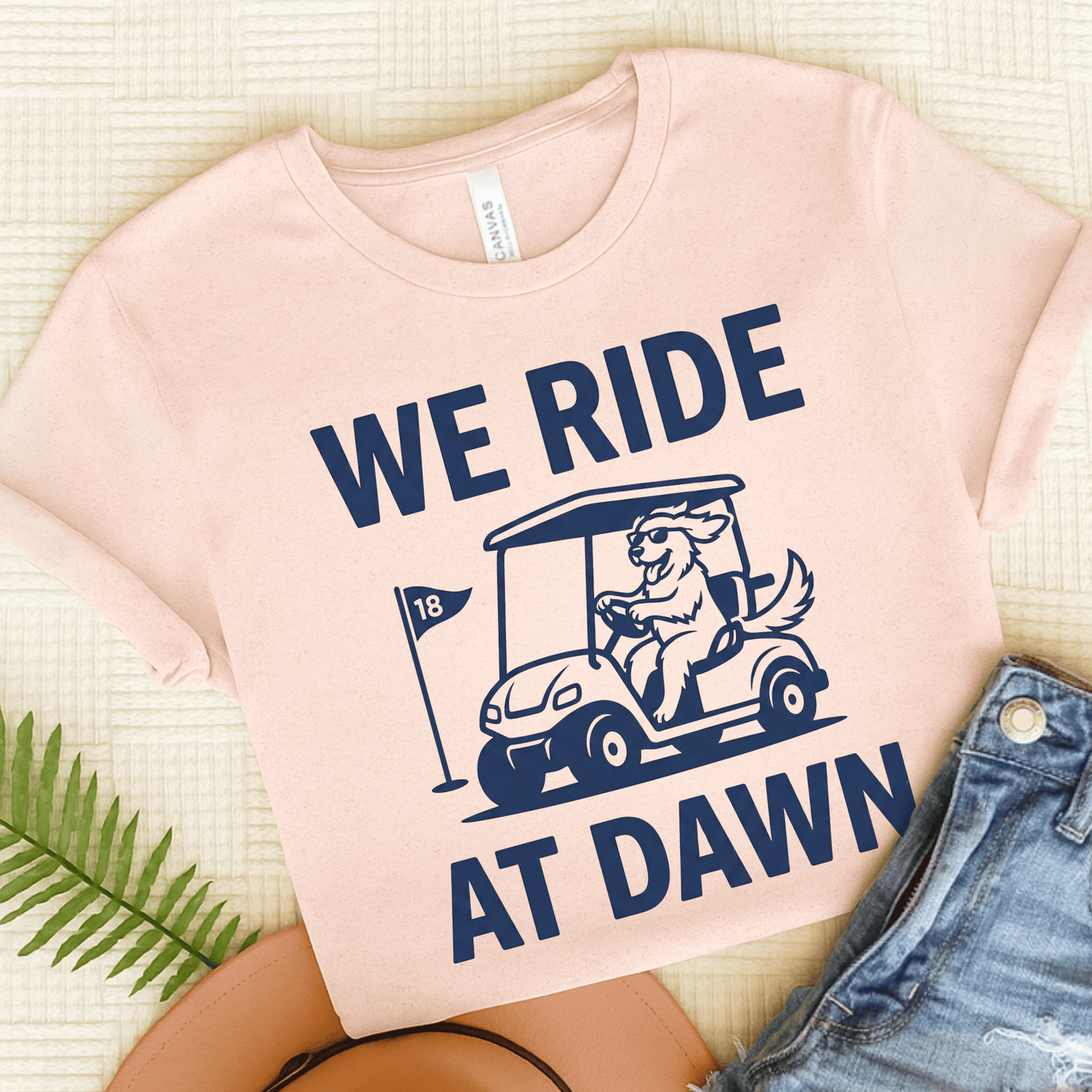 Golden Retriever Golf Cart Unisex TShirt Soft Pink