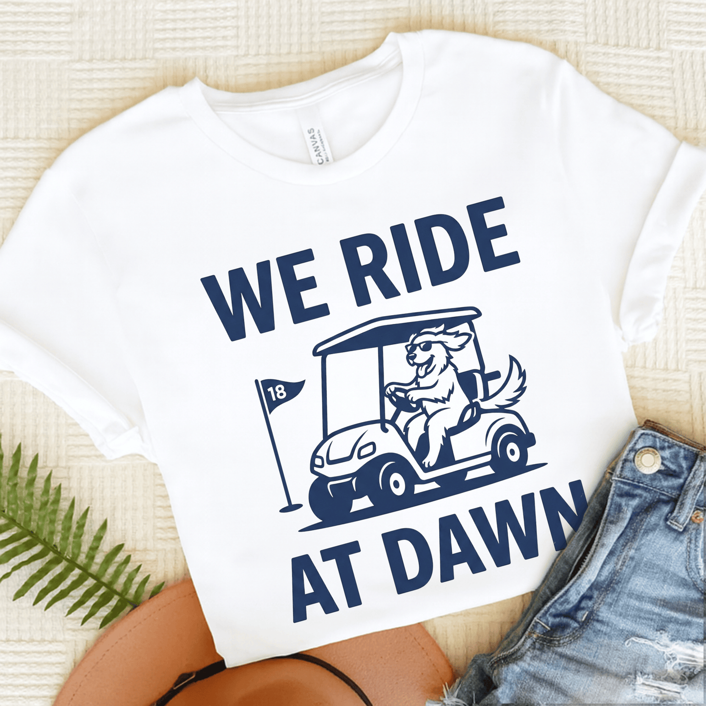 Golden Retriever Golf Cart Unisex TShirt White