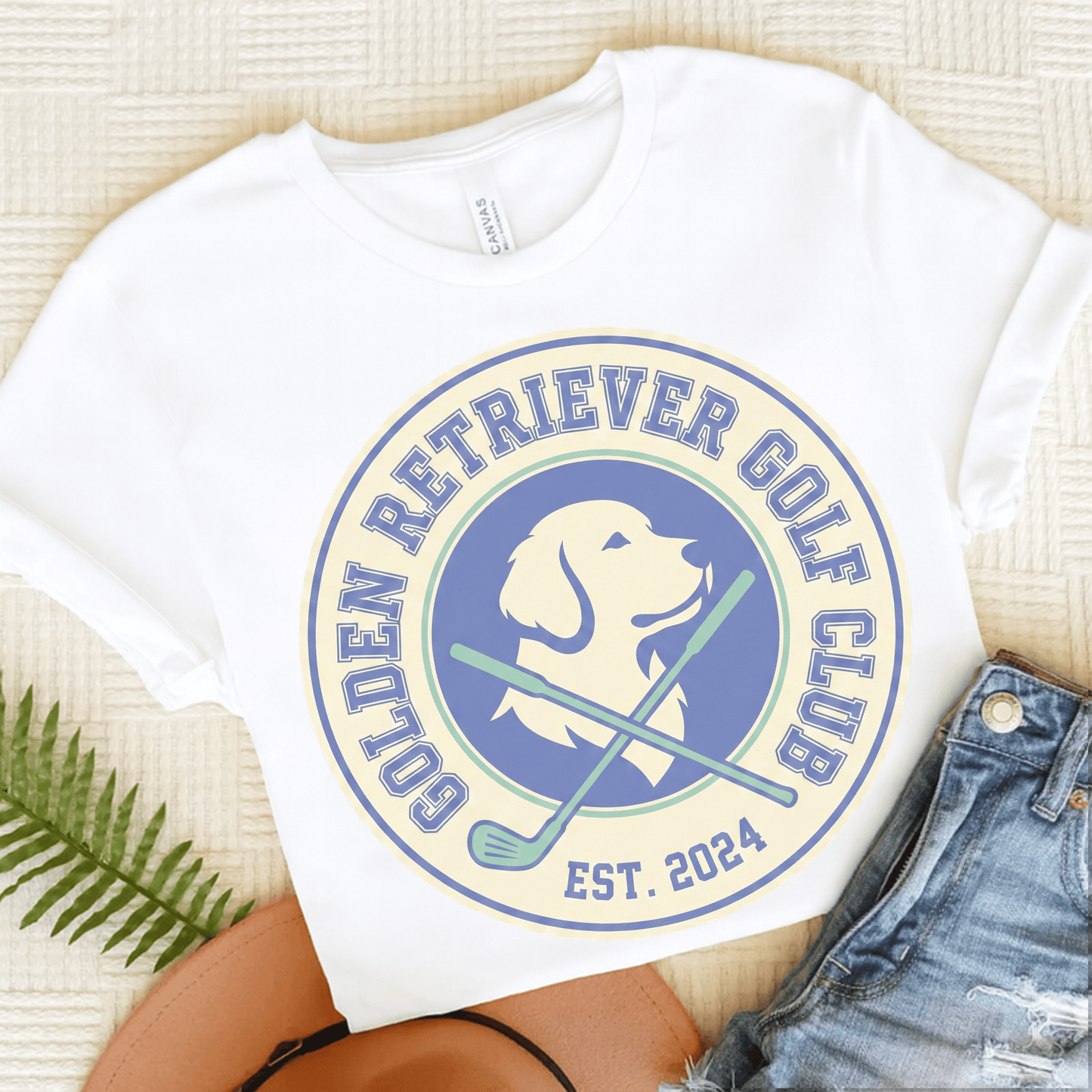 Golden Retriever Golf Club Unisex TShirt White