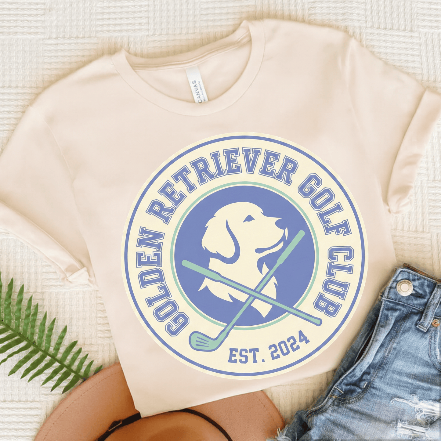 Golden Retriever Golf Club Unisex TShirt Natural