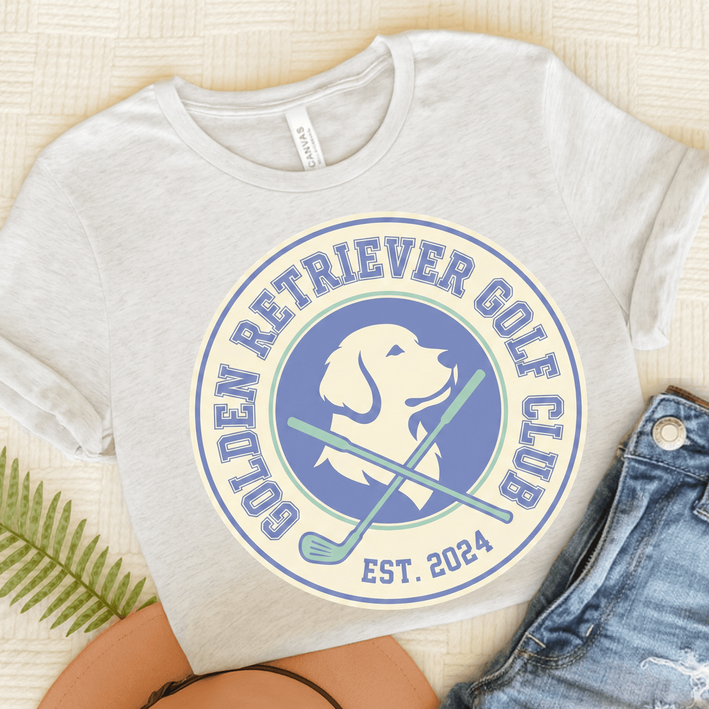 Golden Retriever Golf Club Unisex TShirt Ash
