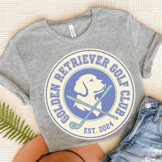 Golden Retriever Golf Club Unisex TShirt Athletic Heather