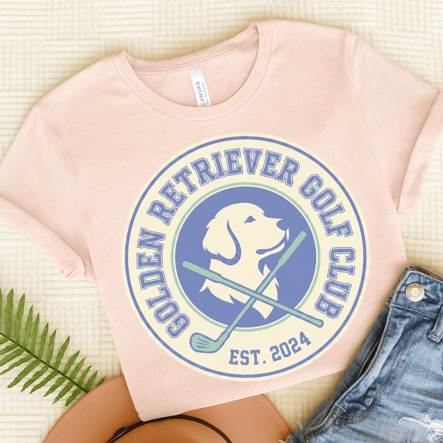 Golden Retriever Golf Club Unisex TShirt Soft Pink