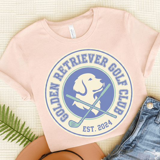 Golden Retriever Golf Club Unisex TShirt Soft Pink