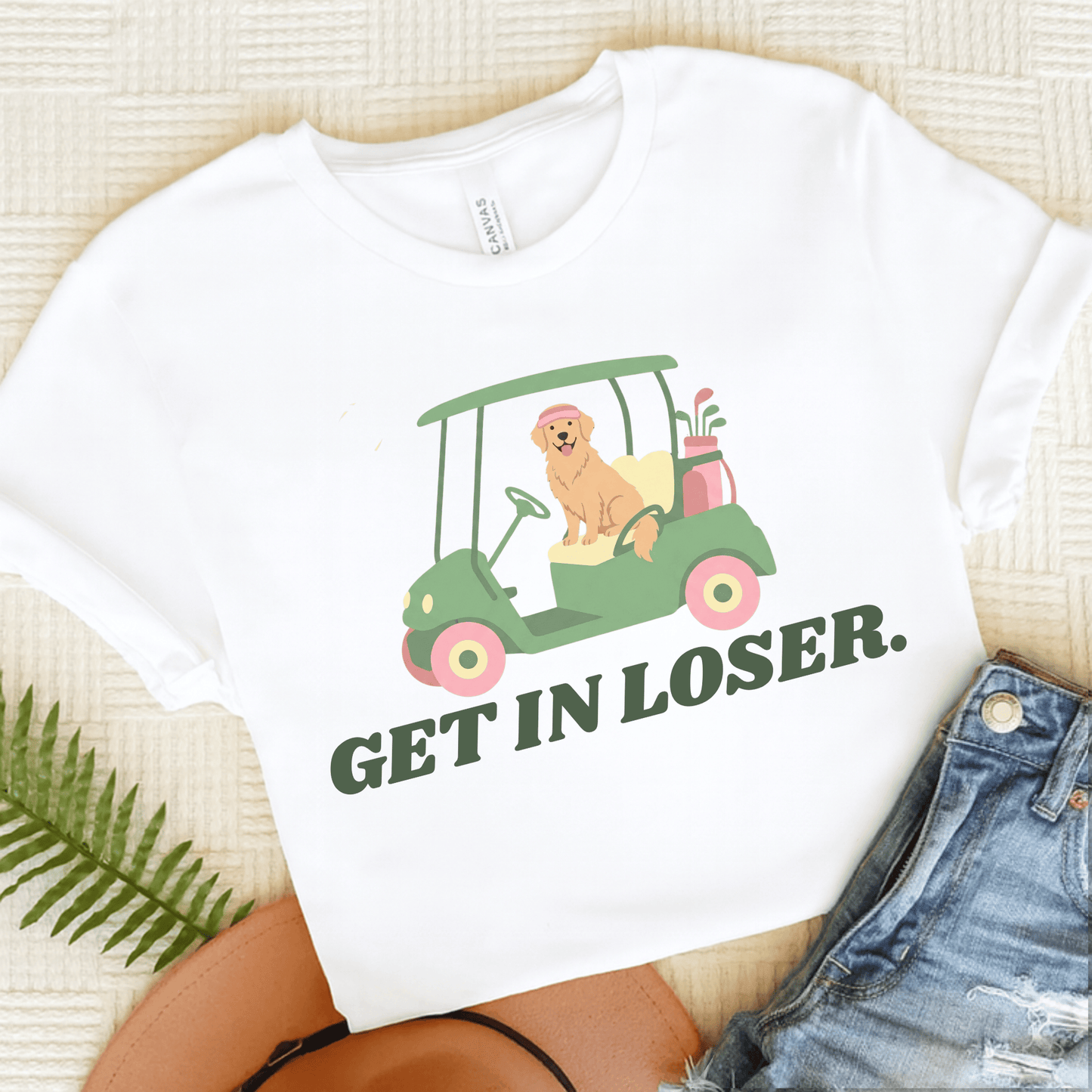 Golden Retriever Golf Get In Loser Unisex TShirt White