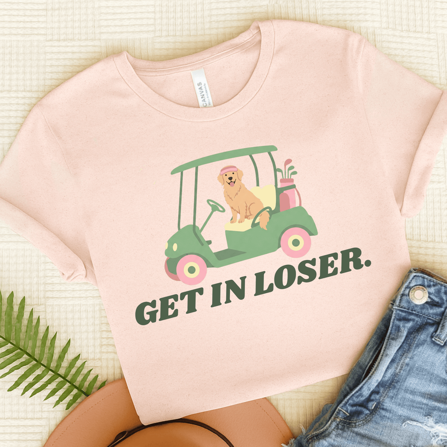 Golden Retriever Golf Get In Loser Unisex TShirt Soft Pink