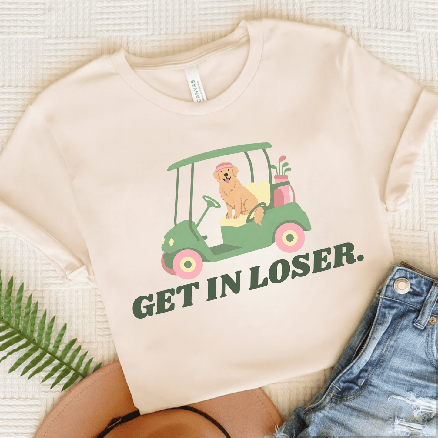 Golden Retriever Golf Get In Loser Unisex TShirt Natural