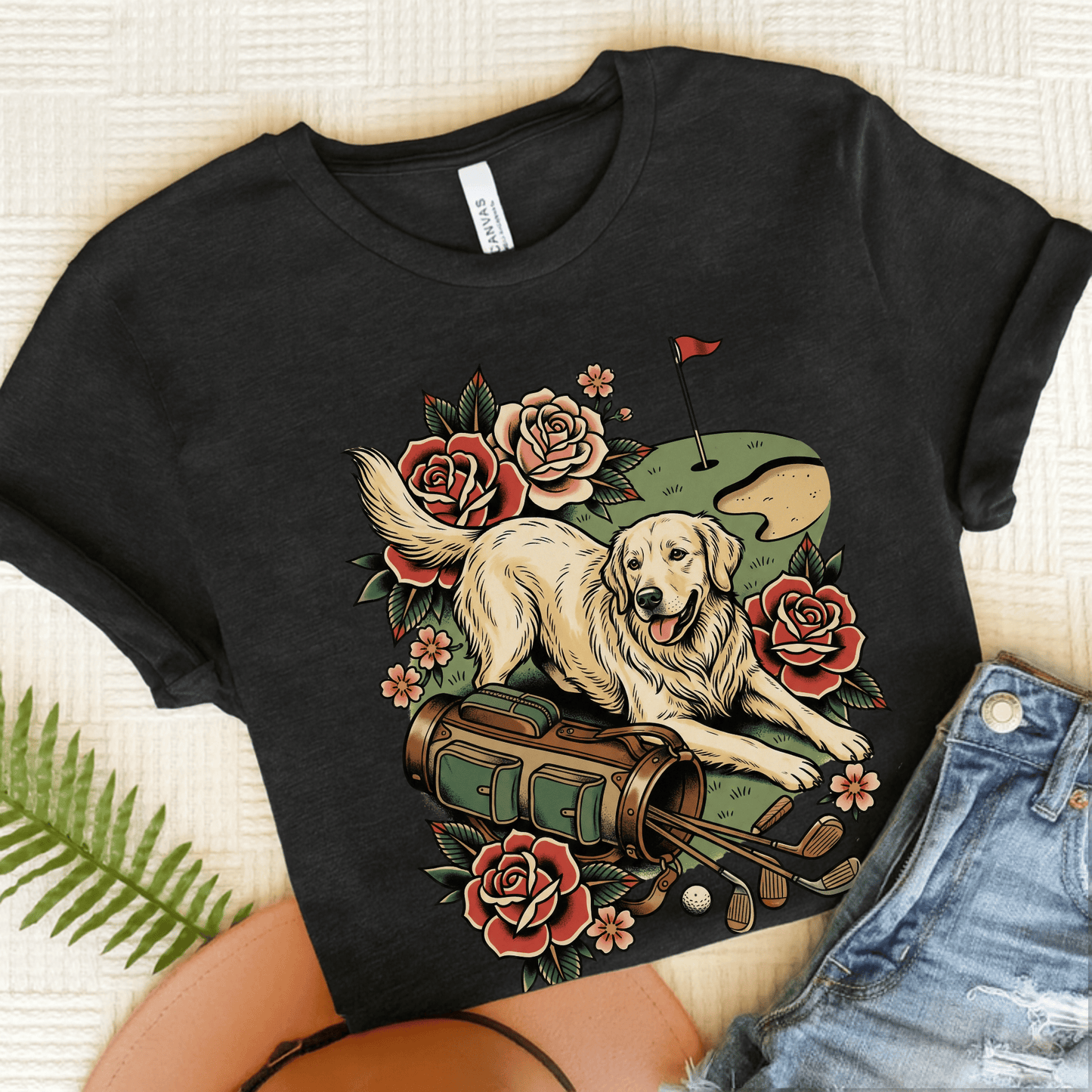 Golden Retriever Golfer Grip It Unisex TShirt Dark Grey Heather