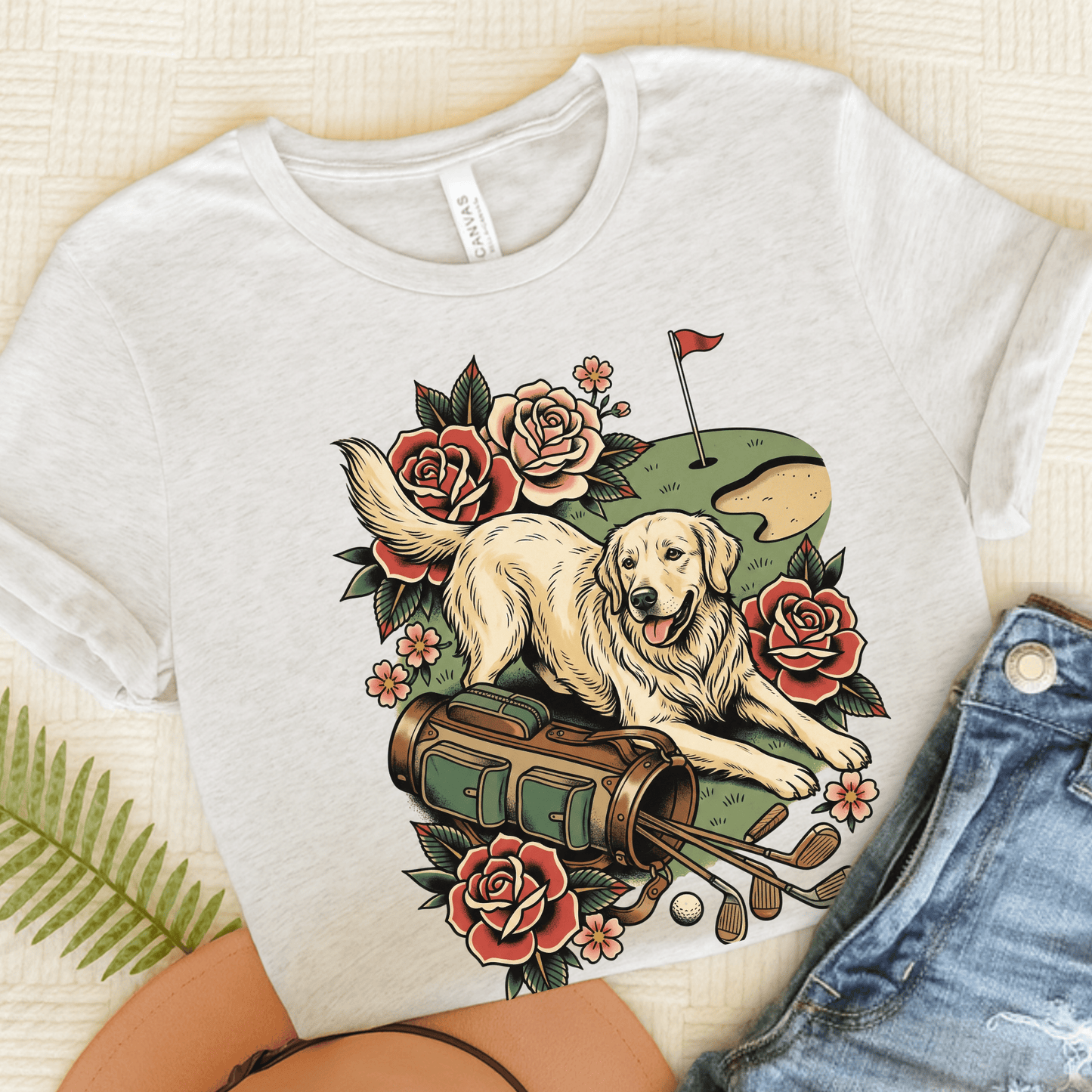 Golden Retriever Golfer Grip It Unisex TShirt Ash