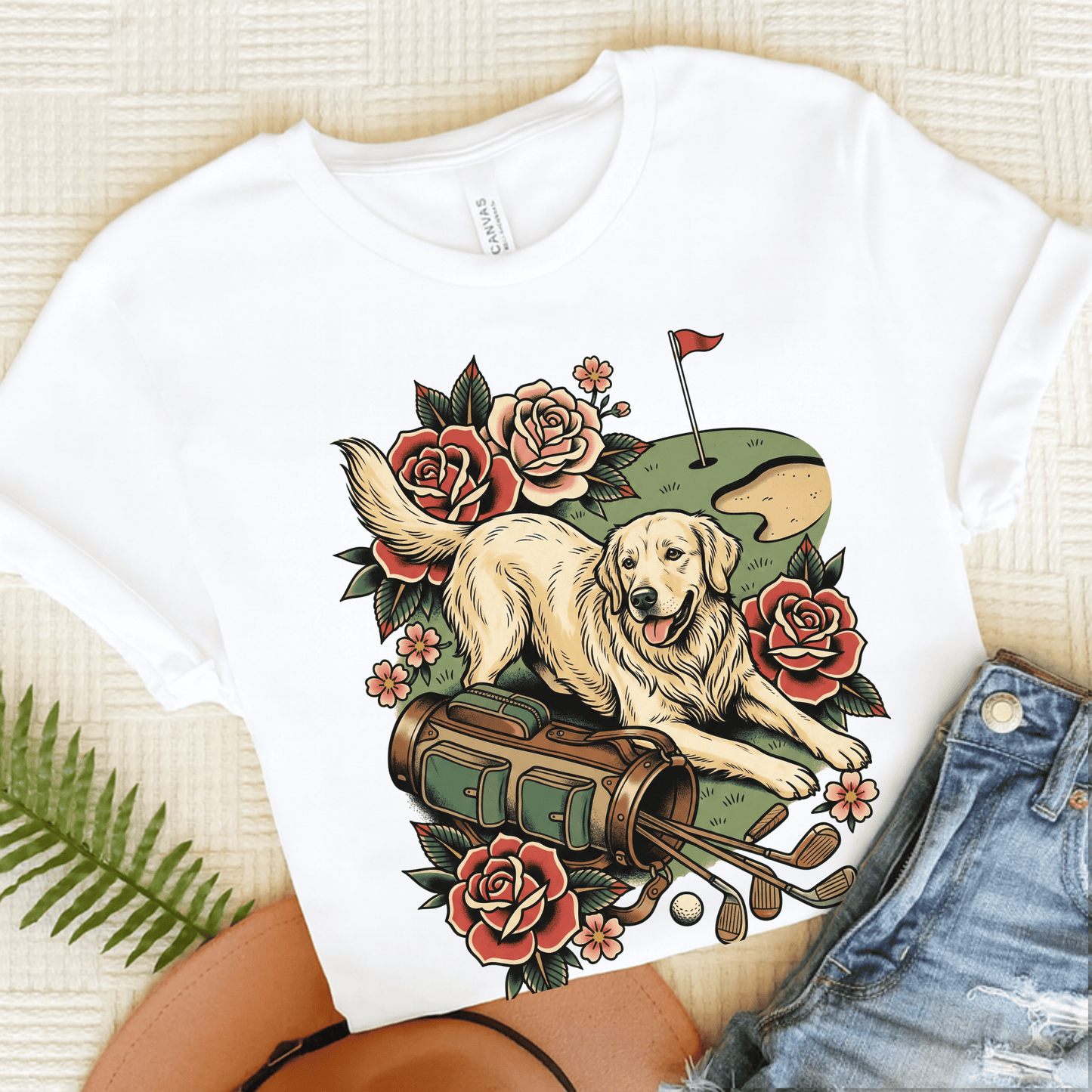 Golden Retriever Golfer Grip It Unisex TShirt White