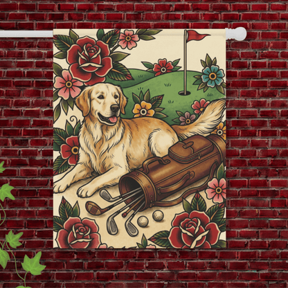 Golden Retriever Golfing Dog Yard Flag 24.5'' × 32''