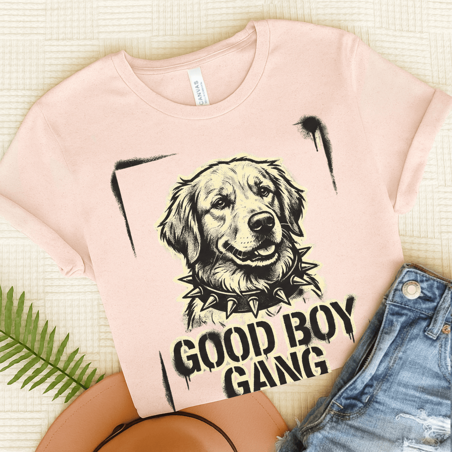 Golden Retriever Good Boy Gang Unisex Tshirt Soft Pink