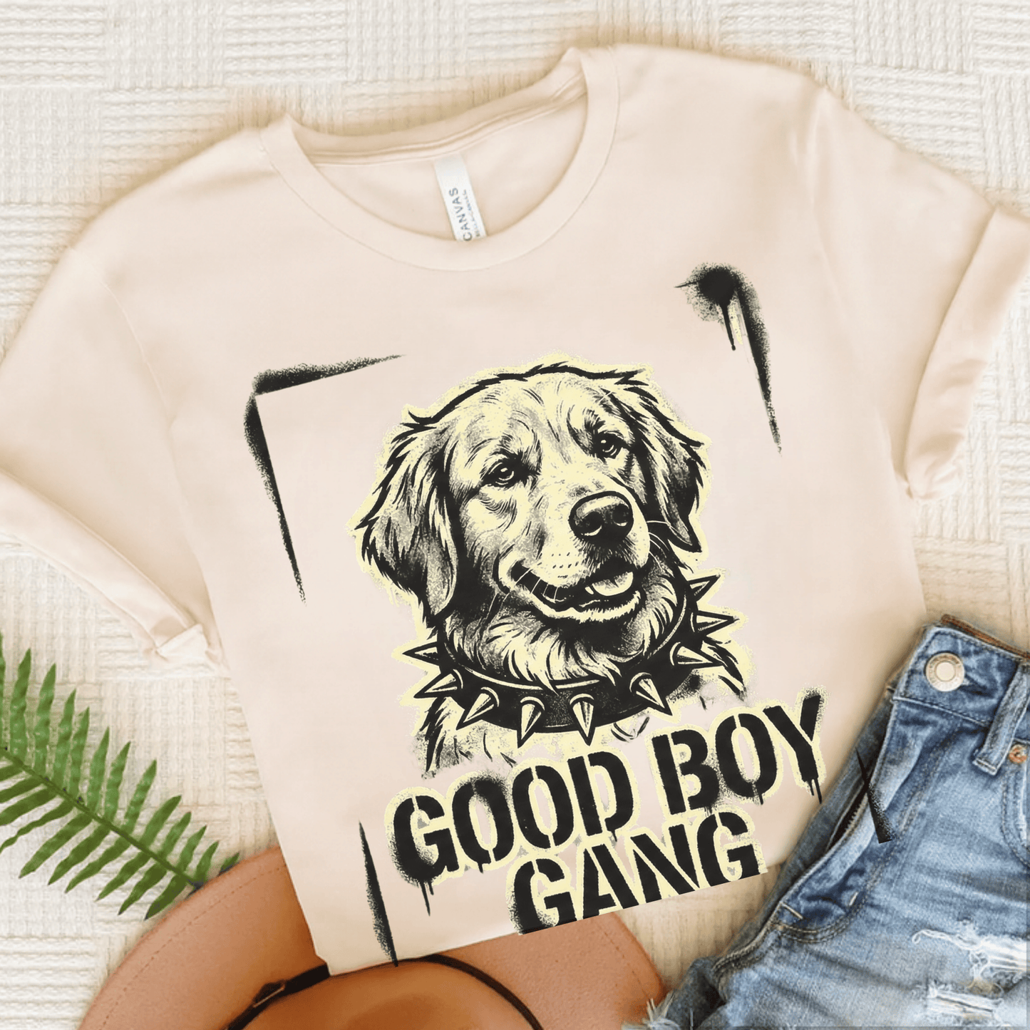Golden Retriever Good Boy Gang Unisex Tshirt Natural