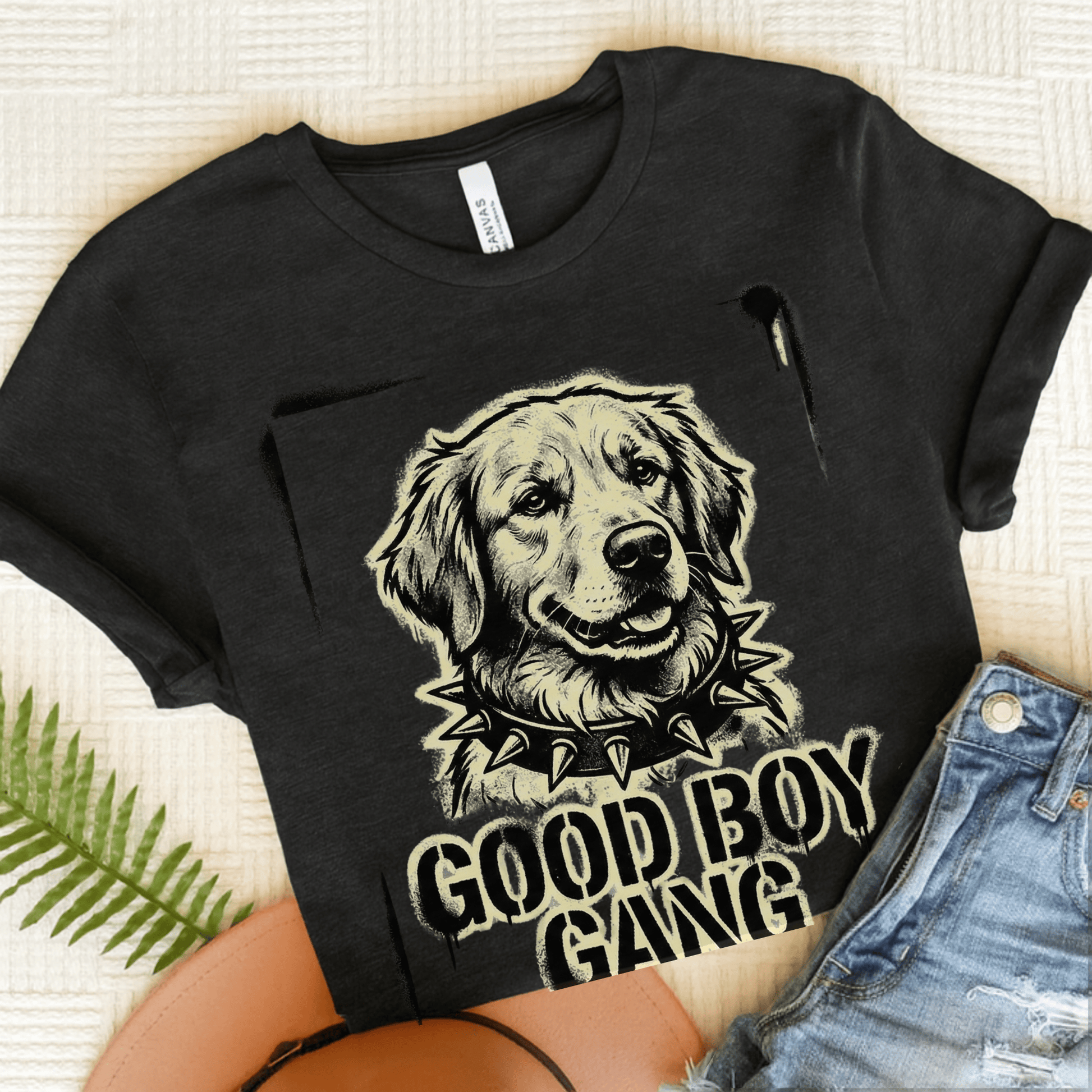 Golden Retriever Good Boy Gang Unisex Tshirt Dark Grey Heather