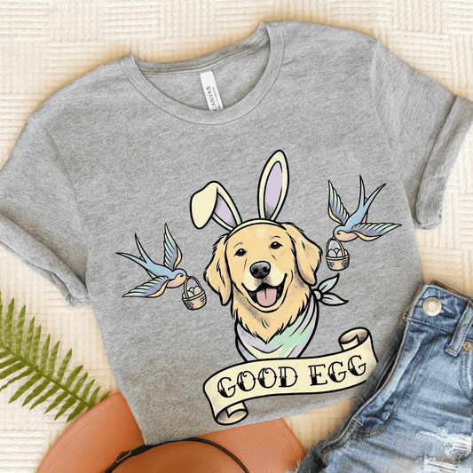 Golden Retriever Good Egg Easter Unisex TShirt Athletic Heather